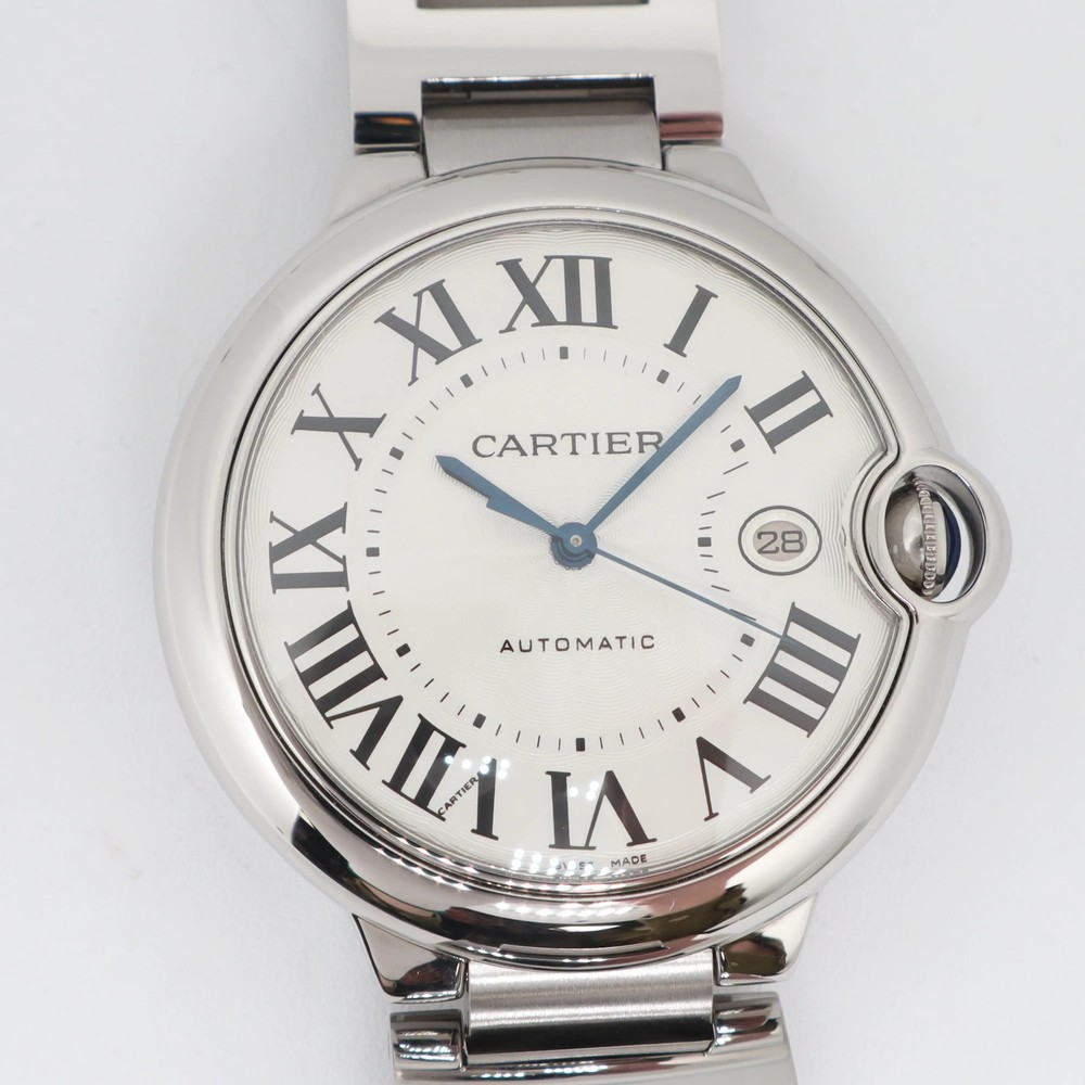 Cartier Ballon Bleu 42mm Steel Silver Guilloche Dial Men's Watch