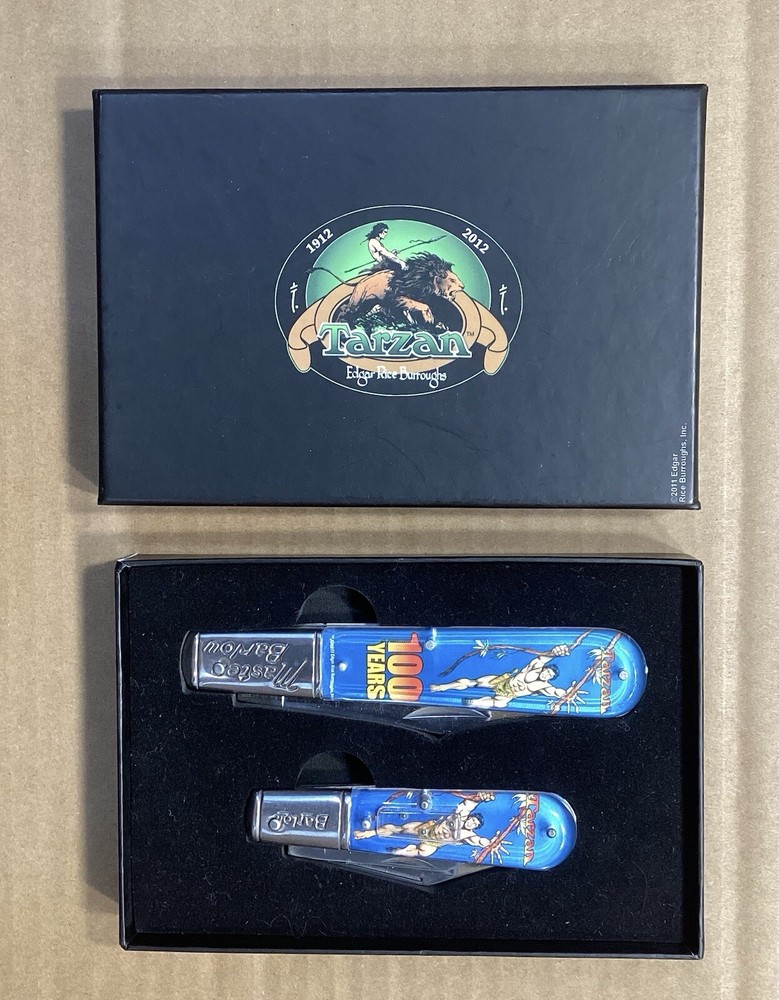 Tarzan Barlow Pocket Knife Set with game 100th Anniversary In Original Box
