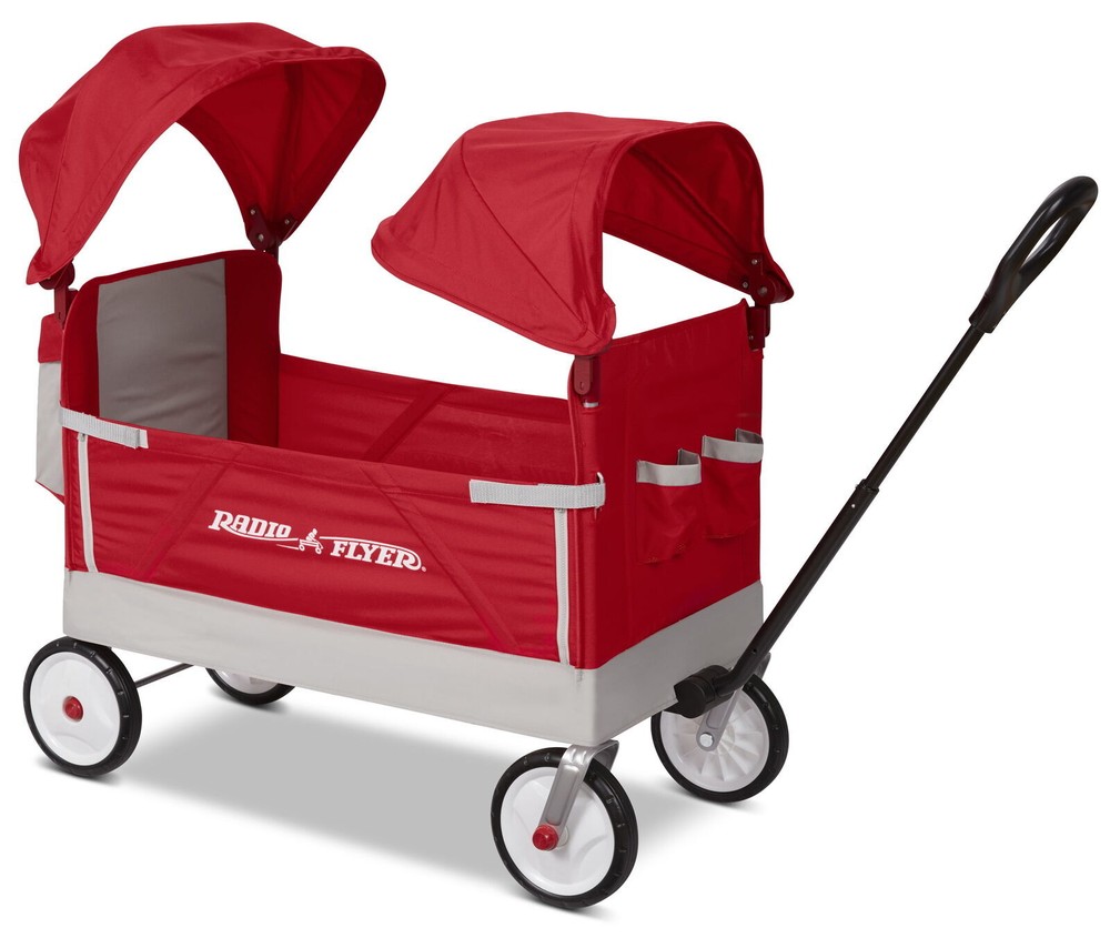 Dual Canopy Family Wagon, Adjustable Canopies Outdoor Wagon, Ages 1.5+ Year