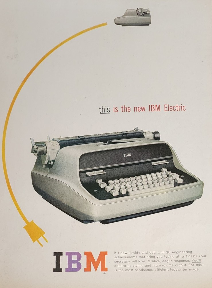 IBM Typewriter Magazine Ad Plug It In 1959 Print Advertisement Display Wall Art