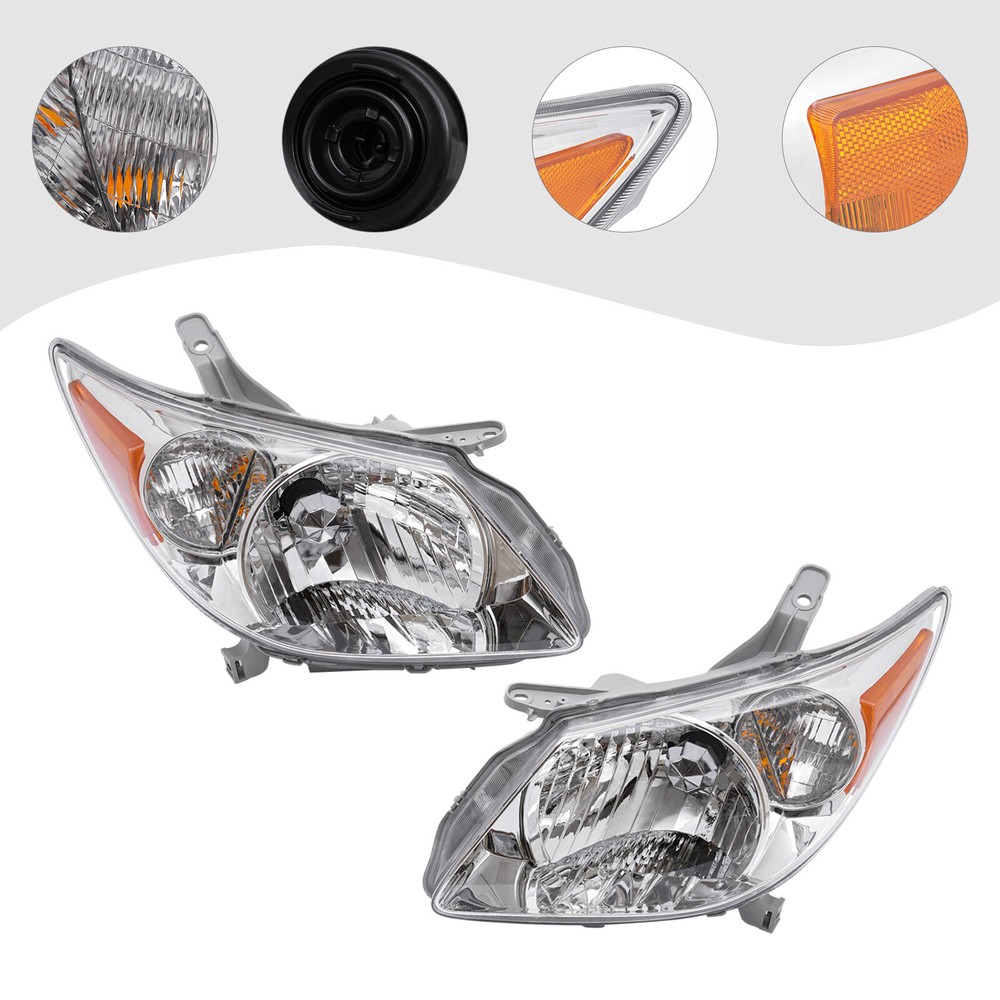 Pair Left & Right For 2005-2008 Pontiac Vibe Wagon Headlamps Assembly Headlights