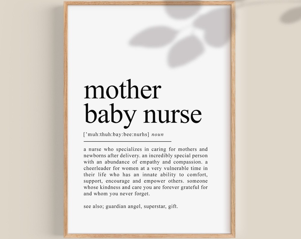Mother Baby Nurse Definition Print Rn Student Nurse Graduation Gift Postpartum