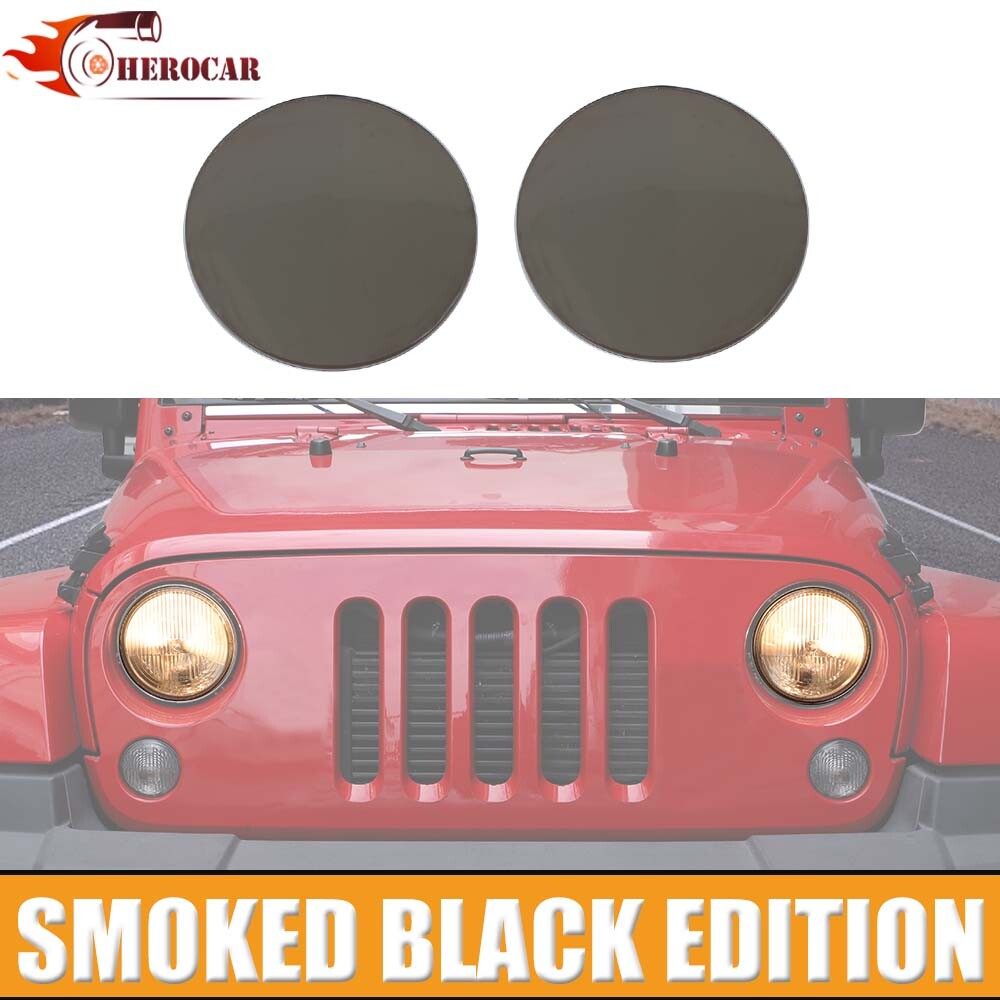 Smoked Black Headlight Guard Trim for Jeep Wrangler JK 2007-2017 🌟