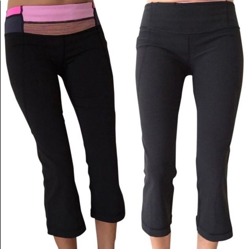 Lululemon Women's Black/Multi Tadasana Cropped Leggings Size 4