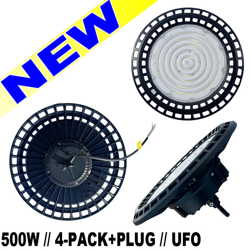 4Pcs 500W UFO LED High Bay Light for Factories Warehouses Commercial Spaces  