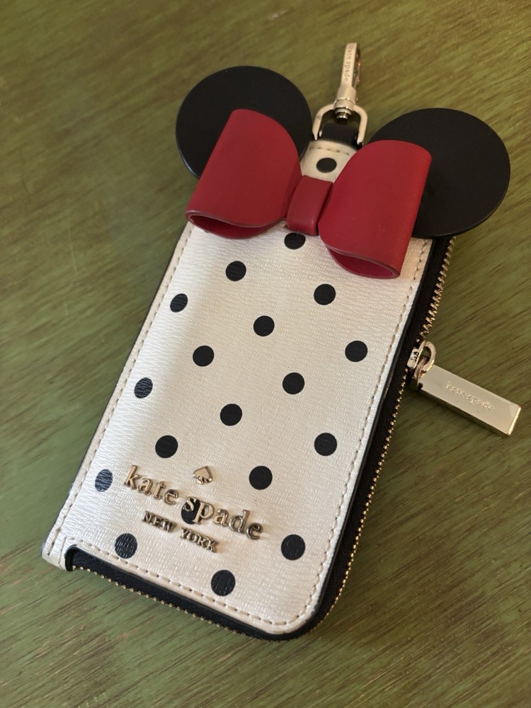 Kate Spade Minnie Mouse Polka Dot Keychain Wallet with Chain Strap