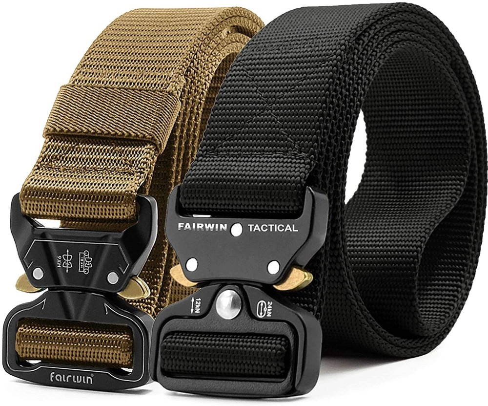 FAIRWIN 2-Pack Mens 1.5 Inch Tactical Military Belt Heavy Duty Webbing Strap