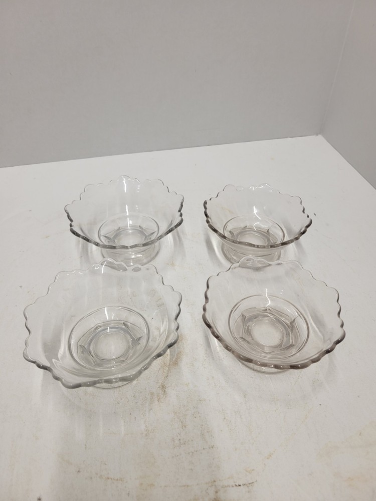Vintage Depression Glass Footed Sherbet Dish Set of 4