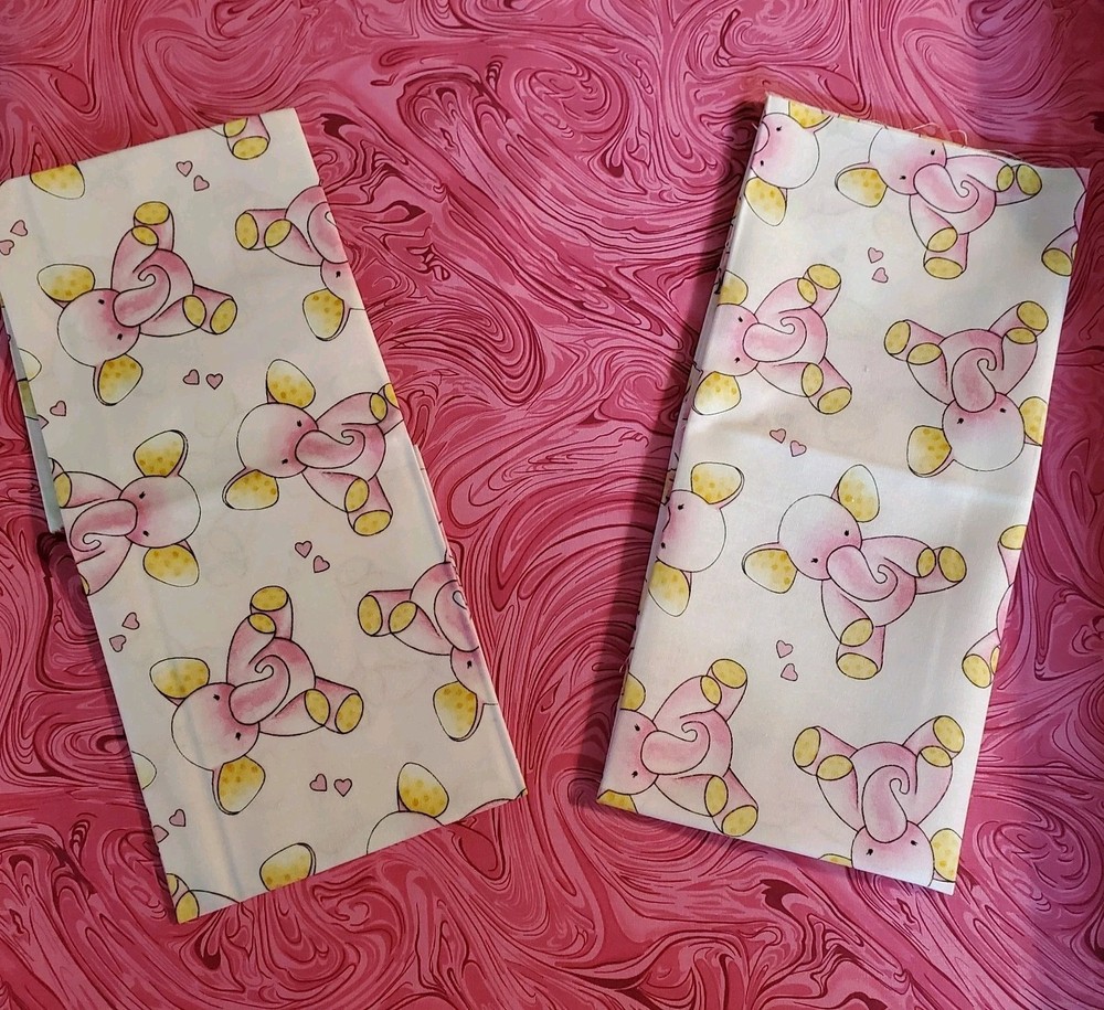 2 Fat Quarters of Baby Elephants with 1/2 Yard Pink Quilt Fabric - 1 Yard Total
