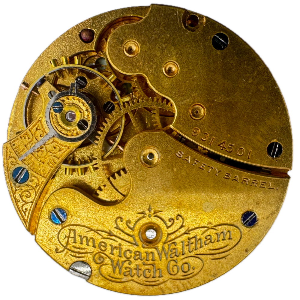 Antique 0s 1899 Waltham 7 Jewel Hunter Pocket Watch Movement Seaside USA