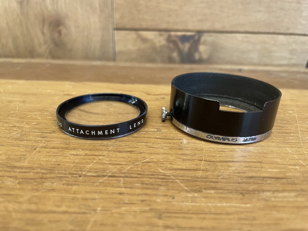 *Rare: Near Mint* Olympus 43.5mm Attachment Lens f=30cm & Metal Hood for Trip 35