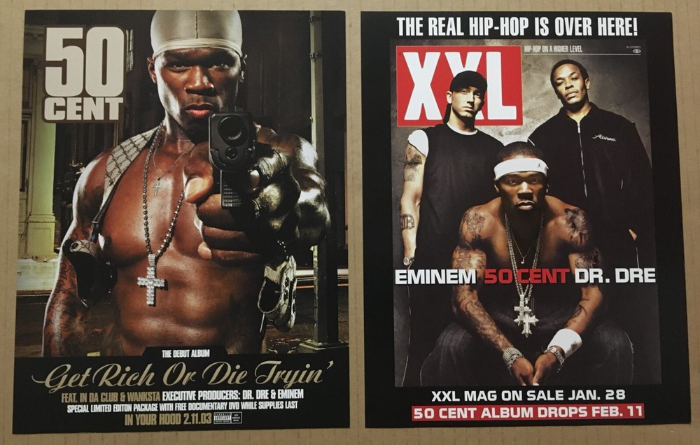 50 CENT Dr. Dre EMINEM Rare DOUBLE SIDED PROMO FLYER AD POSTER for Die CD 8.5x11