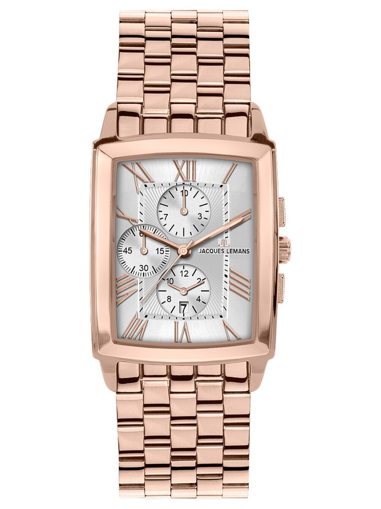 Jacques Lemans Montre Hommes Chronographe Couleur Rosé Or Chrono 1-1609J