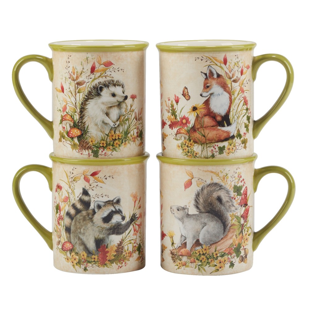 Certified International Woodland Critters 18 oz Mug Set of 4  