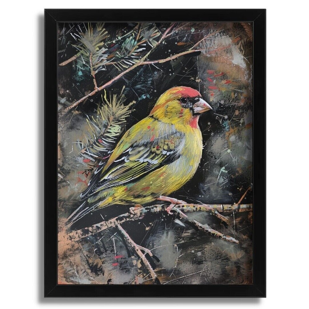 Greenfinch Bird Wall Art Print Animal Vintage Bird Print Greenfinch Wall Print