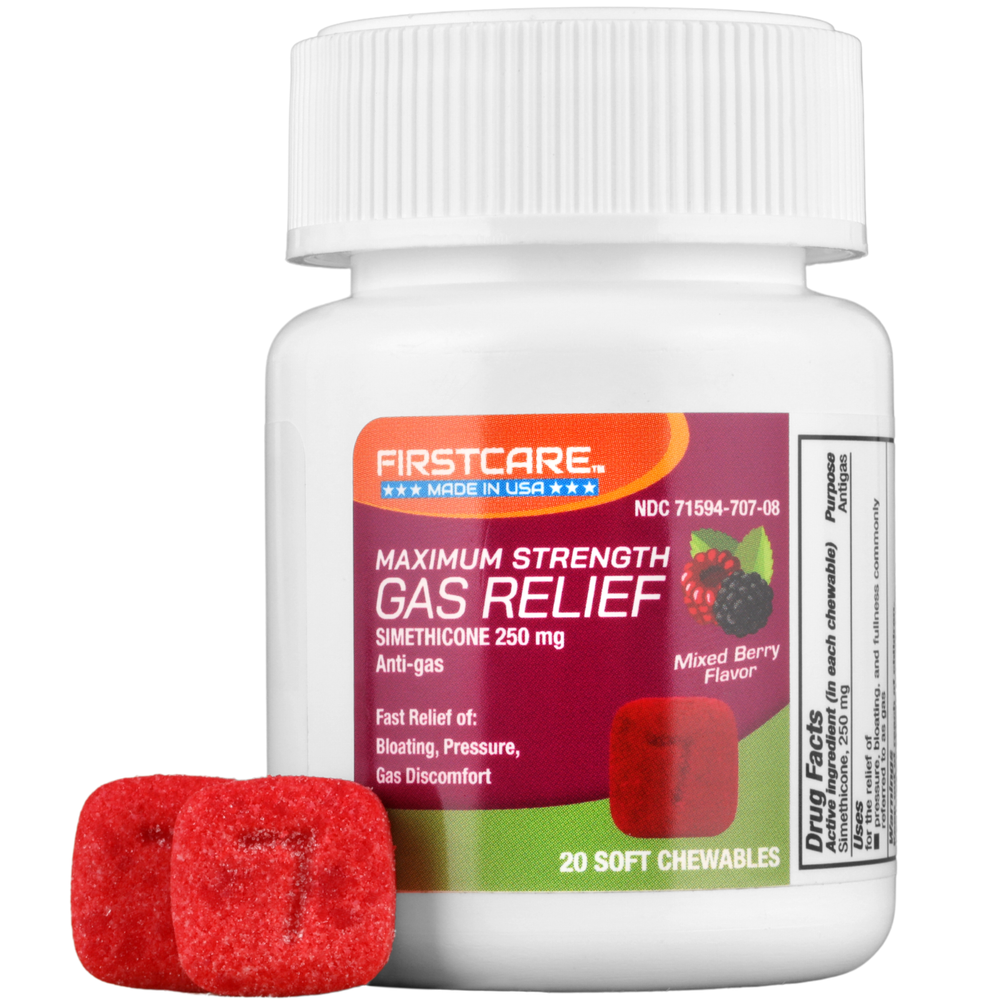 FirstCare® Gas Relief Soft Chews | Simethicone 250 mg | Anti-gas (20 Count)