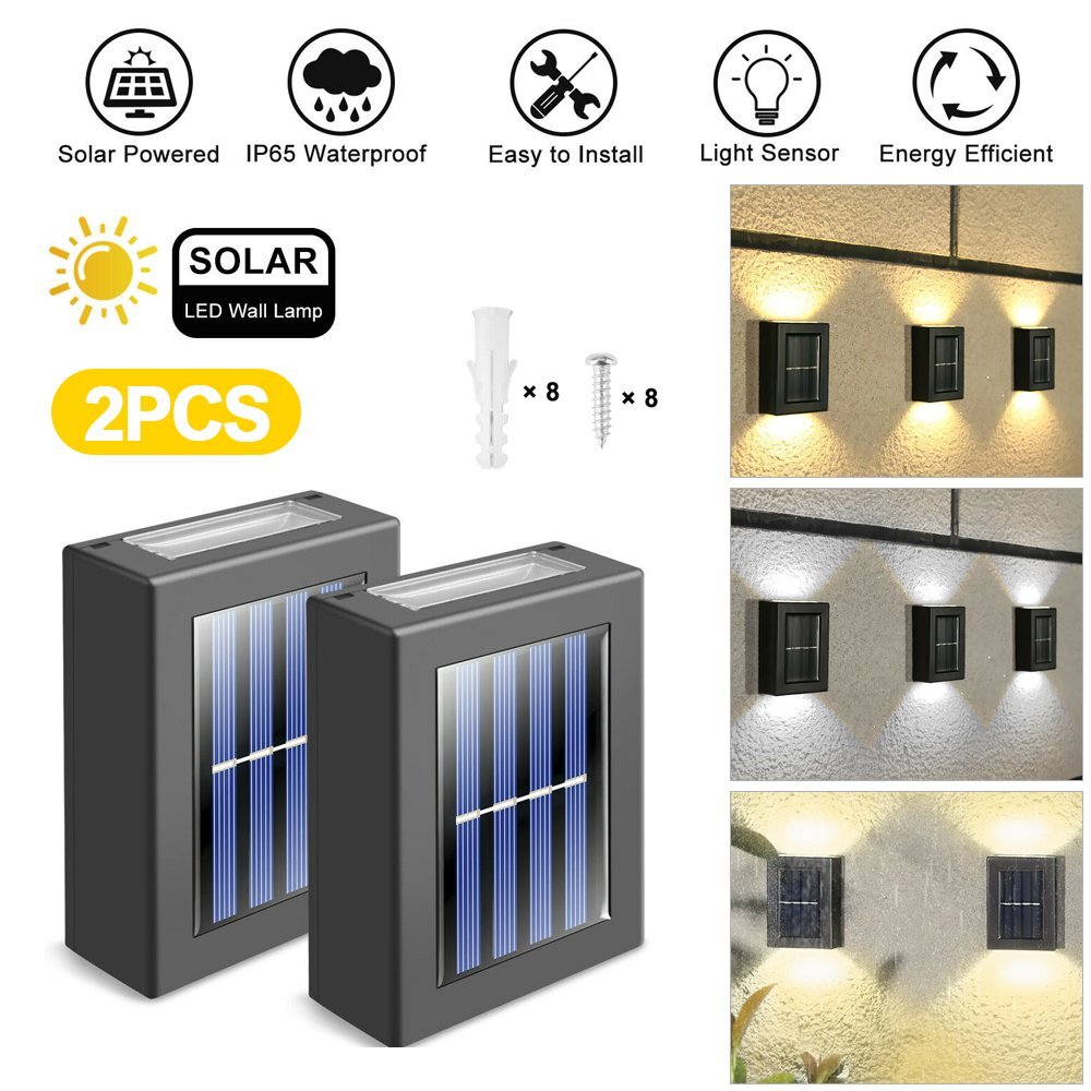 2 Pack Solar LED Deck Lights for Garden Patio Pathway Stairs Fence