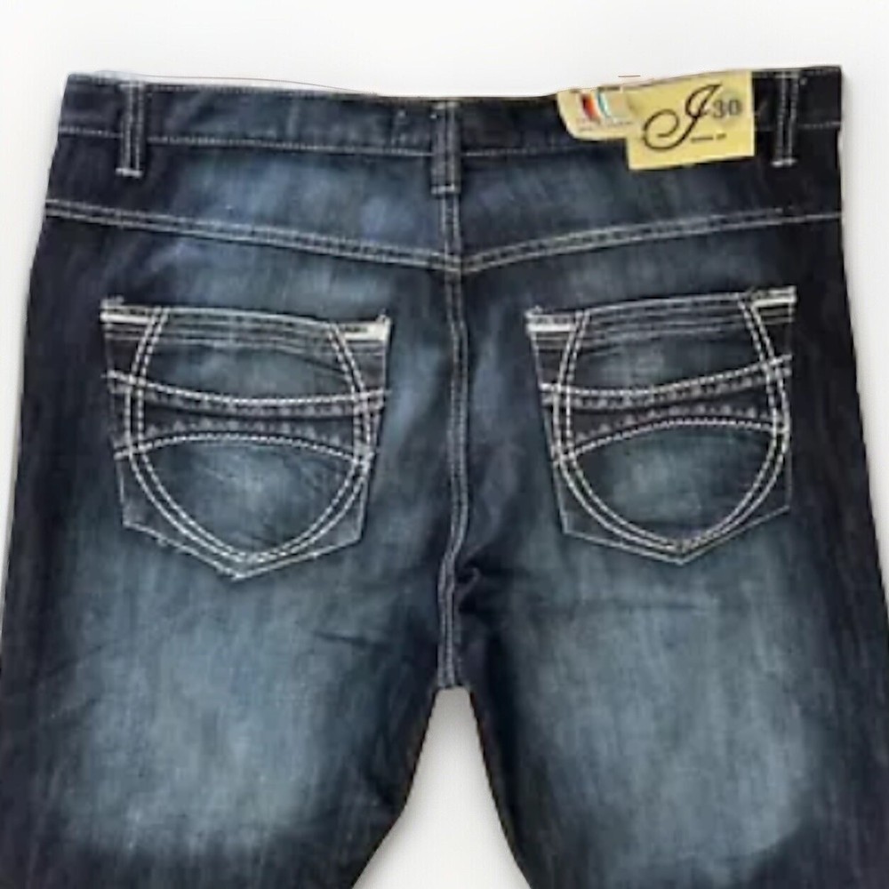 Vintage Y2K Mens Distressed Indigo Jeans Relaxed Fit 40x34 Hip Hop Style NWT