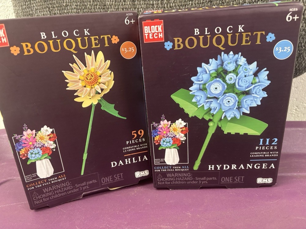 Block Bouquet Assorted Flower Puzzle Set - 112 & 59 Pieces in 2 Boxes