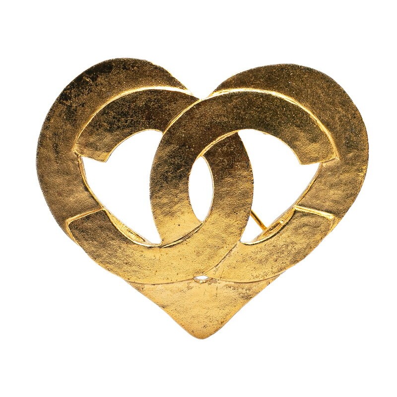 Vintage Chanel Coco Mark Heart Brooch in Gold Plated 737304