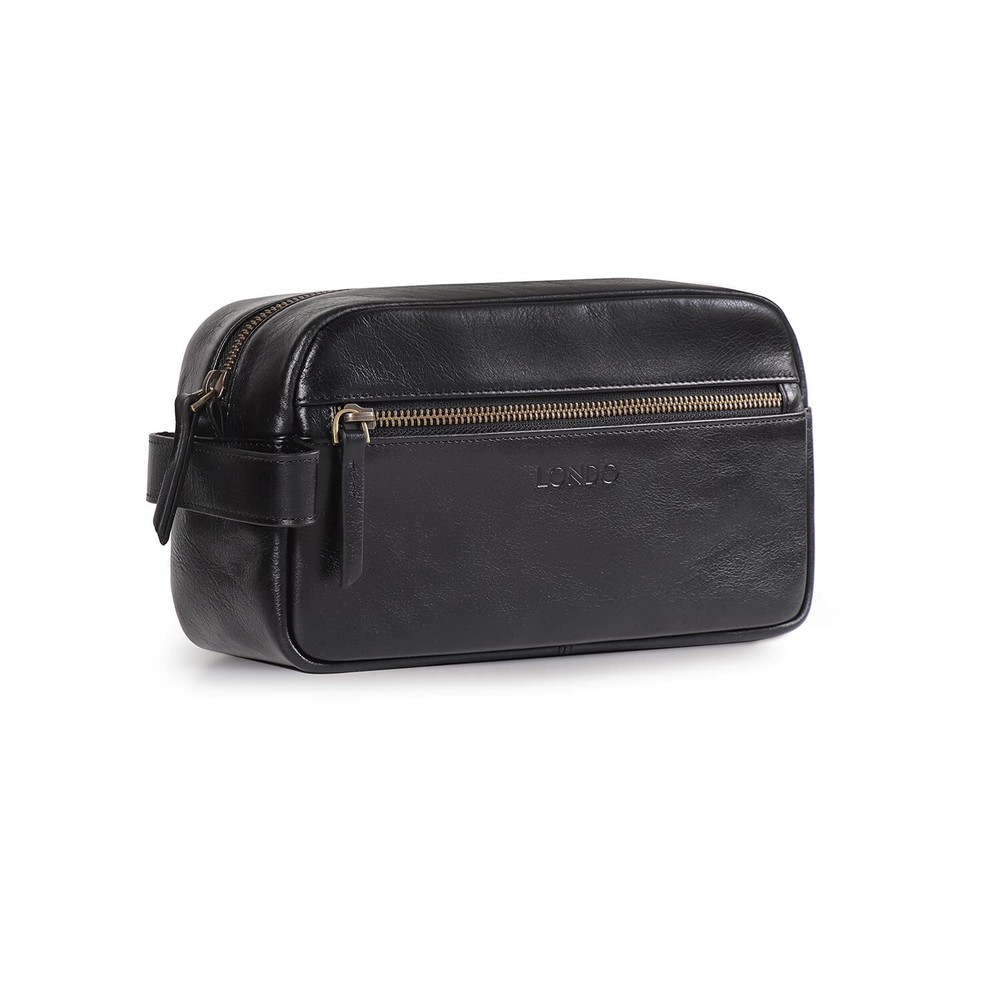 Genuine Leather Unisex Travel Toiletry Bag for Makeup & Shaving Essentials