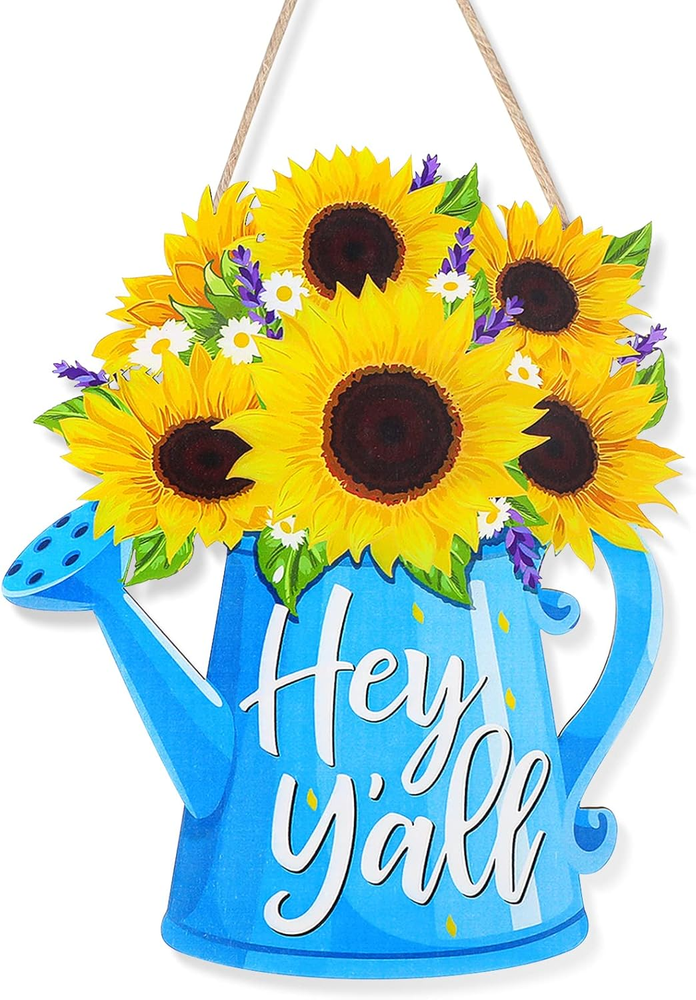 Summer Sunflower Welcome Sign for Front Door Wall Hanging Outdoor Porch