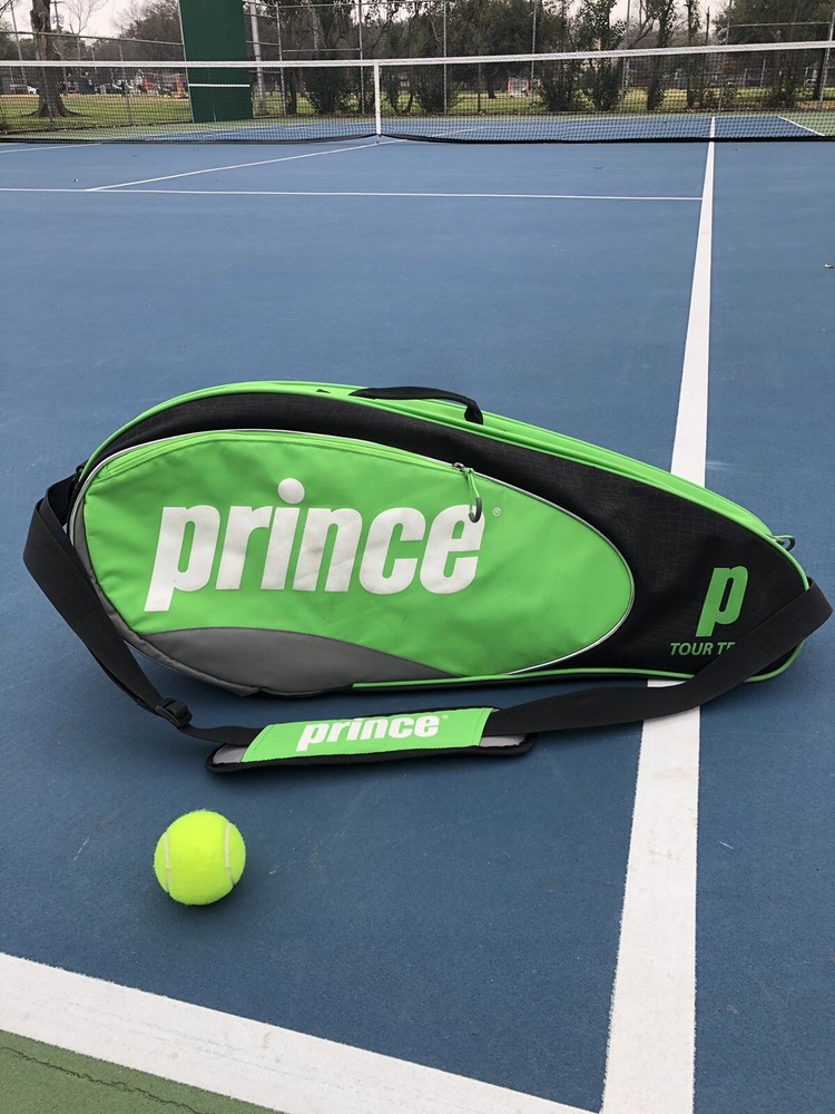 PRINCE Tour Team Tennis 3 Pack Racquet Bag Green Black 2 Pocket Strap
