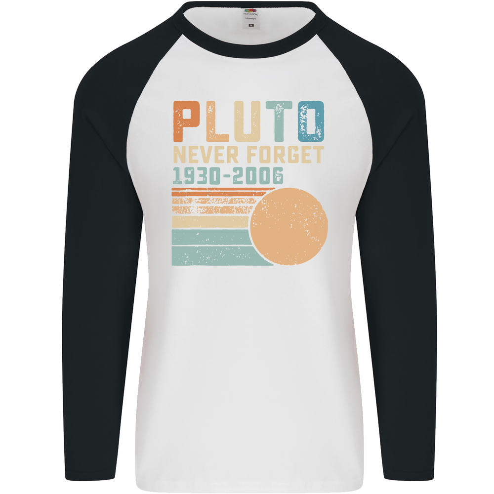 Pluto Planet Astronomy Mens Long Sleeve Baseball Tee