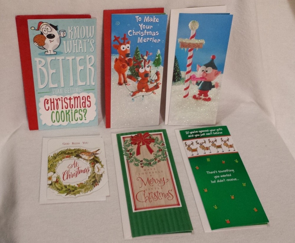 Christmas Cards Money/Gift Card Holder Lot of 6 cards with Envelopes Mixed-image