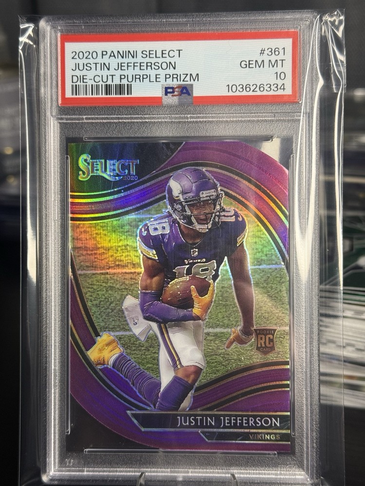 Justin Jefferson 2020 Select Purple Prizm Die-Cut PSA 10 GEM MINT Football Card