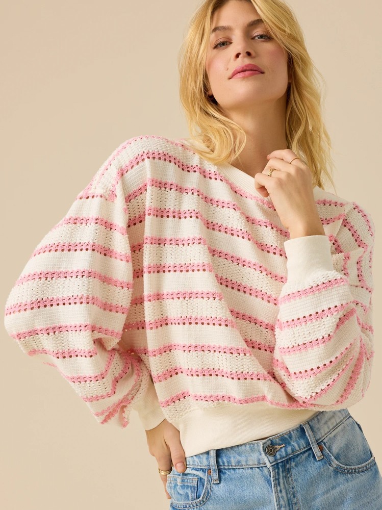 Altar'd State Brooke Textured Striped Top, All Size