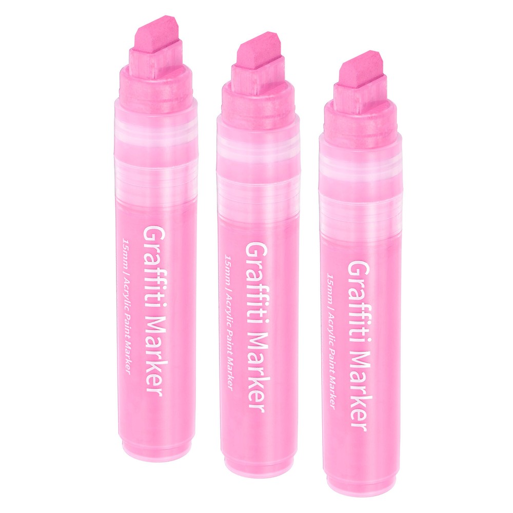 3 Pcs Graffiti Markers, 15mm Pink Poster Marker Thick Acrylic Paint Pen