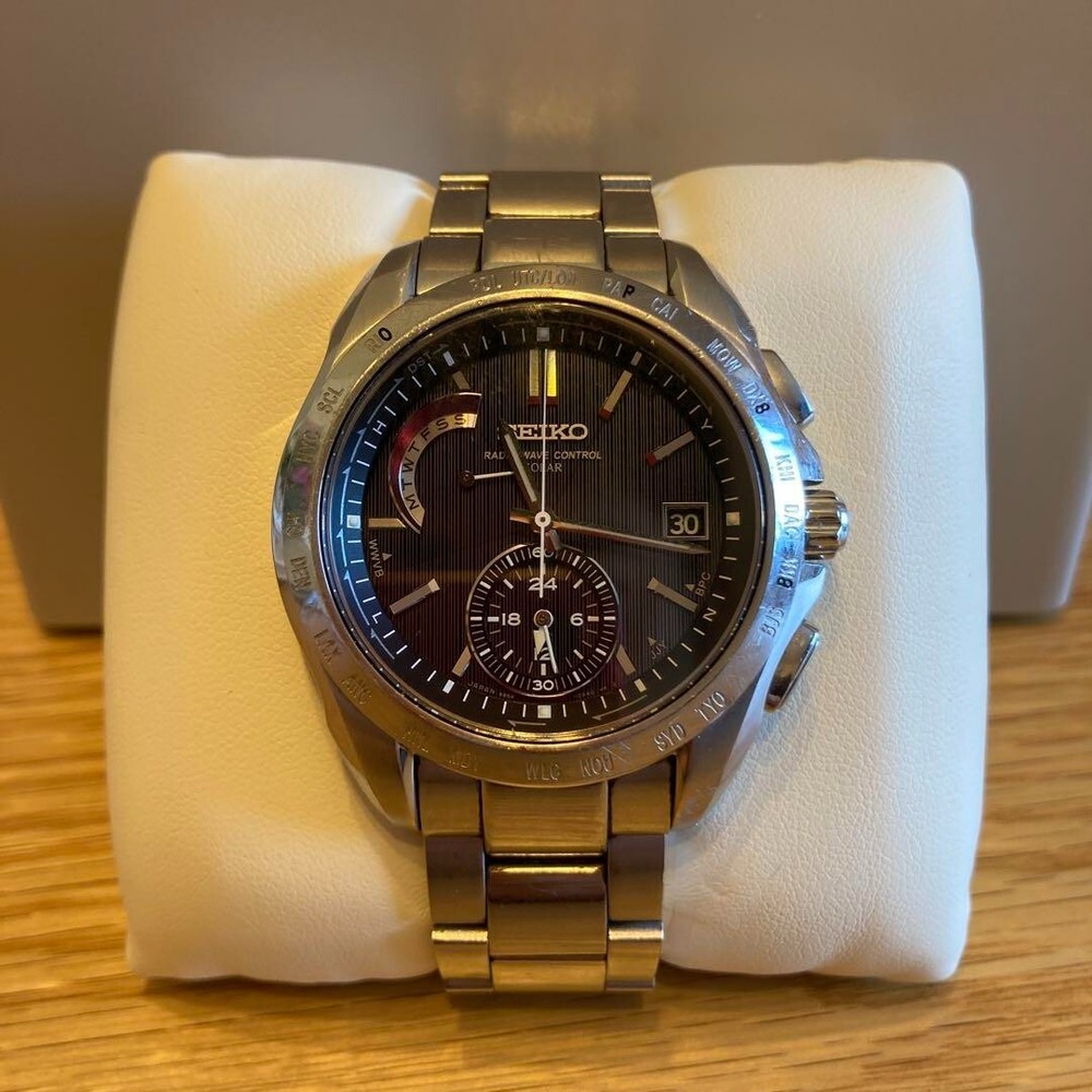 SEIKO Brightz 8B54-0AA0 Titanium Solar Radio-Controlled From Japan USED