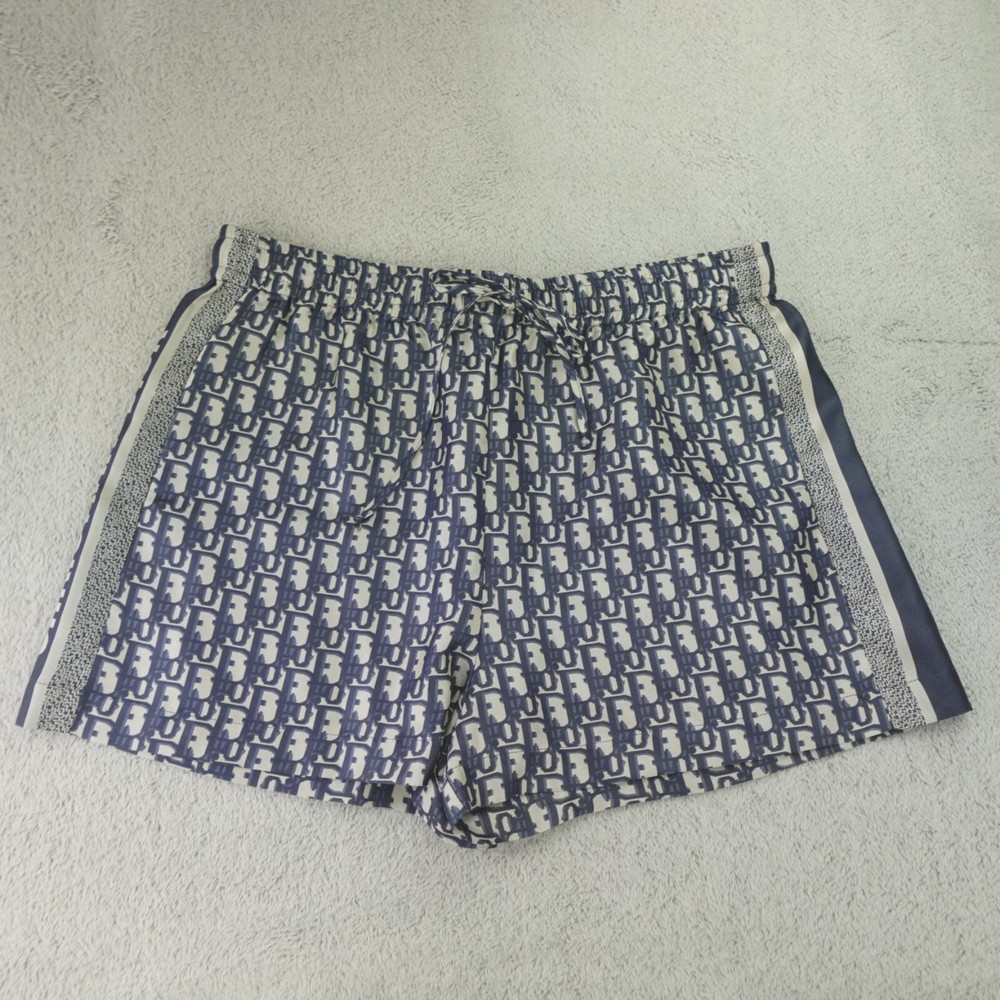 Christian Dior Shorts Womens 38 FR 6 US Navy Blue Oblique Silk Twill Chez Moi