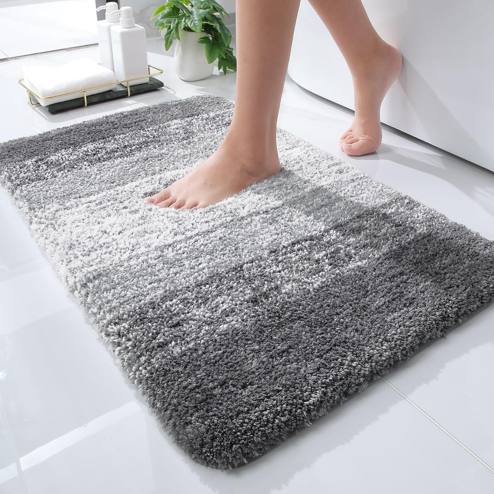 Soft Absorbent Microfiber Bath Rug 24x16 with Non-Slip Rubber Backing