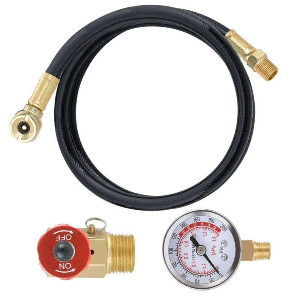 Air Tank Accessories Kit Valve Hose Tire ,Portable Air Tank Gauge Manifold U [