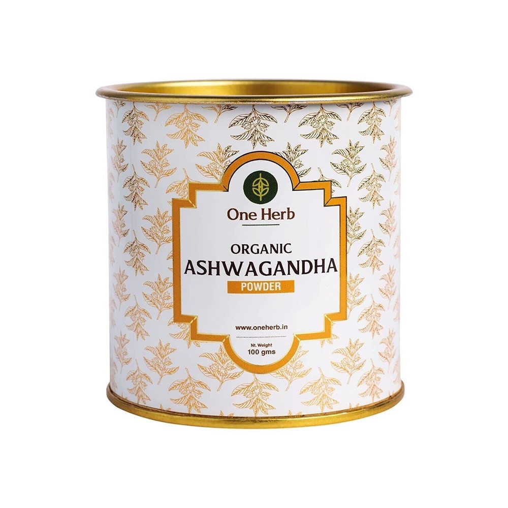 One Herb, Organic Ashwagandha Powder 100 gm, Increases Muscle Mass & Strength