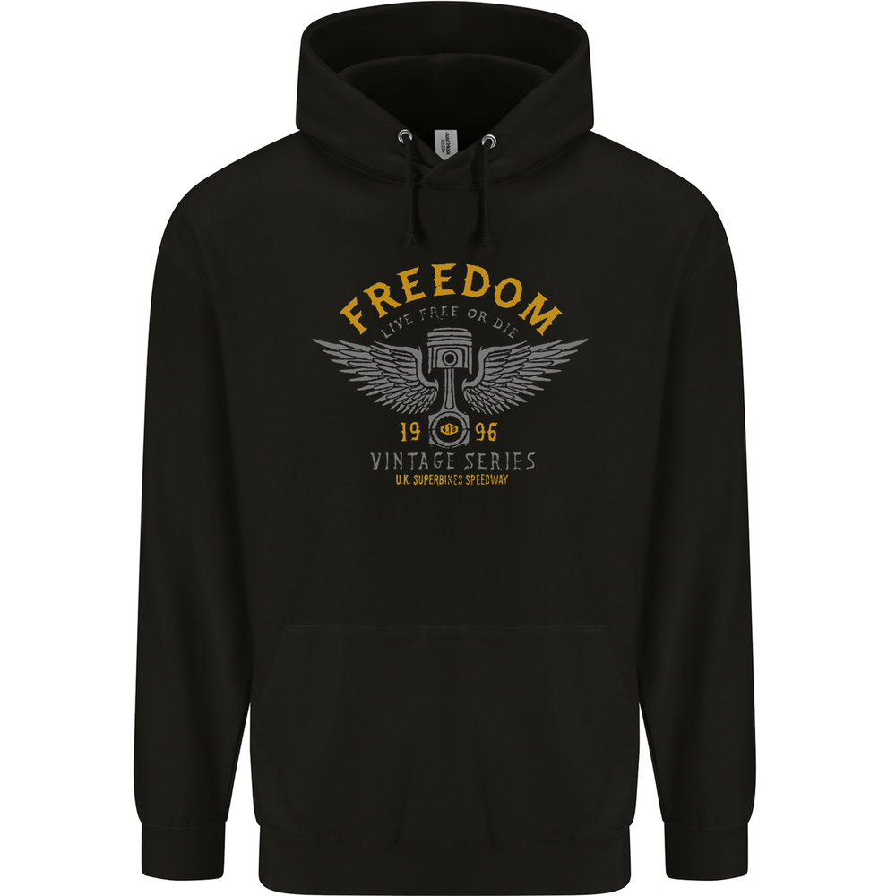 Freedom Vintage Motorcycle Motorbike Biker Mens 80% Cotton Hoodie