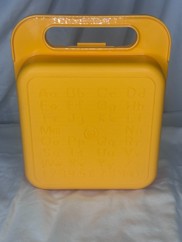 Vintage Yellow ABC Tupperware Carry Case Lunch Craft Box