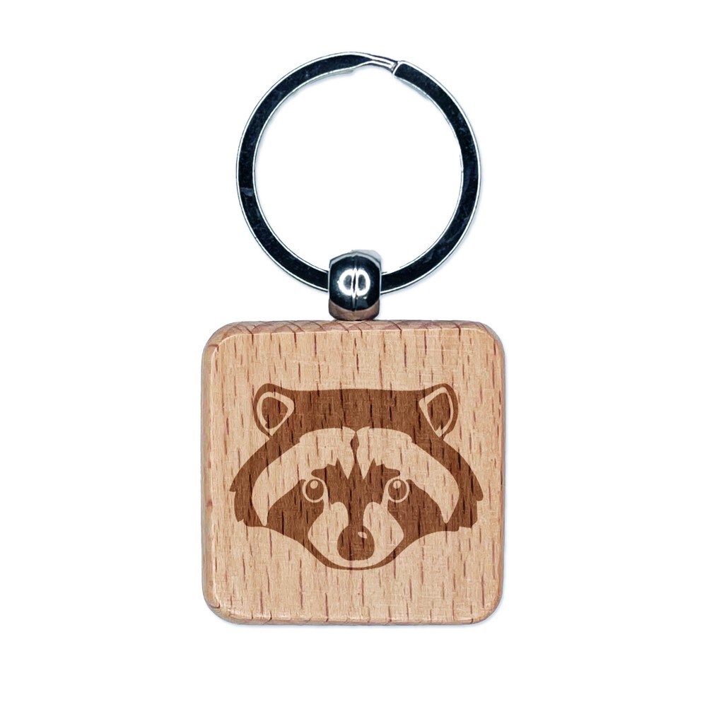 Raccoon Trash Panda Laser Engraved Wooden Keychain Charm Gift  