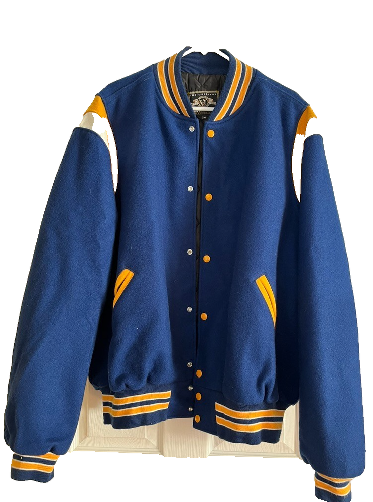 Vintage Holloway Mens 3X Blue/Gold Varsity Sports Jacket Wool Retro 90s Y2K