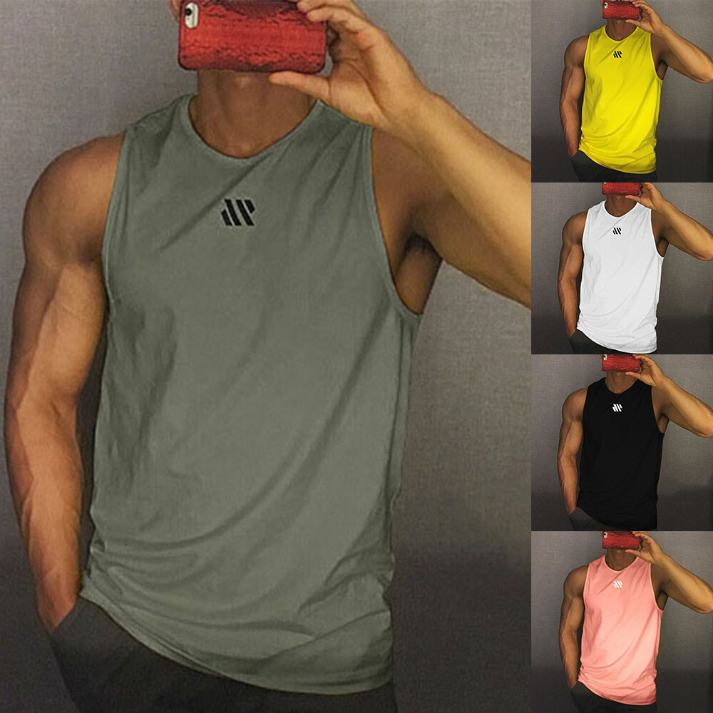 Men Loose Gym Muscle Singlets Workout Sport Tank Top Fitness Sleeveless T-shirt