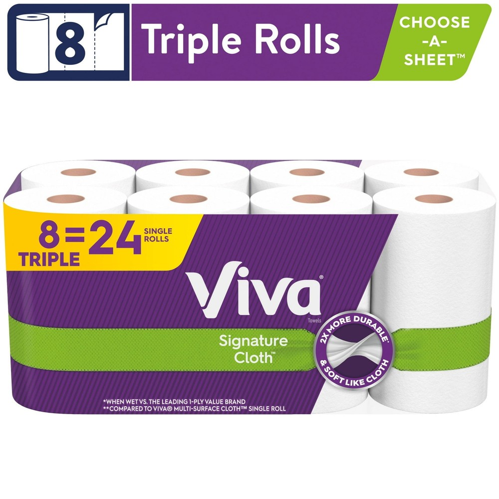 Viva Signature Cloth Paper Towels 8 Triple Rolls