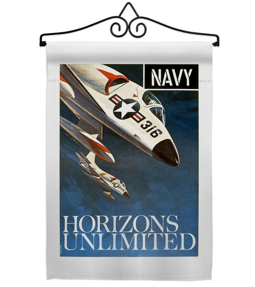 Horizons Unlimited Garden Flag Set Wall Hanger Armed Forces Navy USN Seabee U...