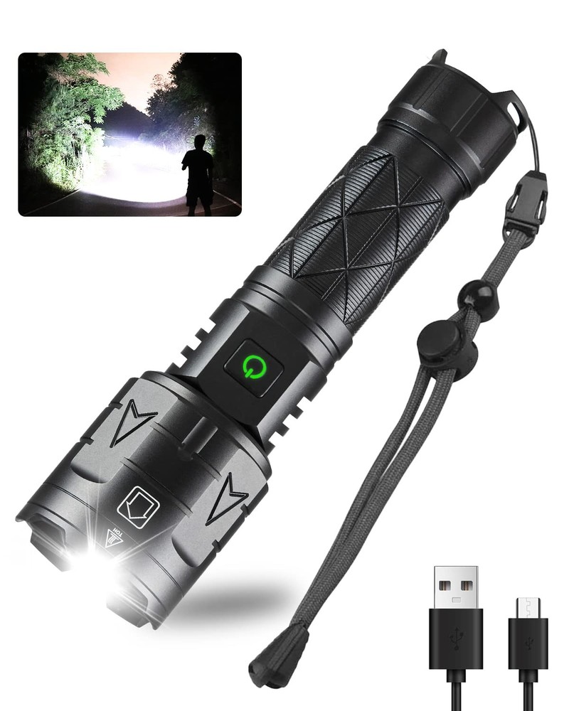 Rechargeable High Lumens Super Bright Flashlight 100000 Lumens for Outdoor Camping Hiking Emergency