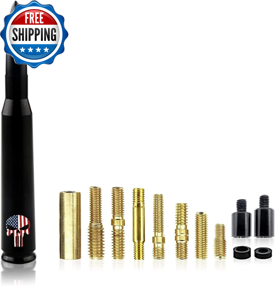 1PC Bullet Antenna with Skull & American Flag for GM Chevy Trucks