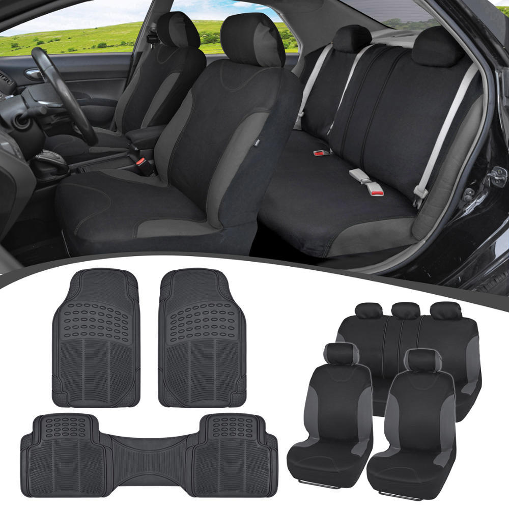 carXS Full Interior Set for Car SUV, Seat Covers & Heavy Duty Rubber Floor Mats