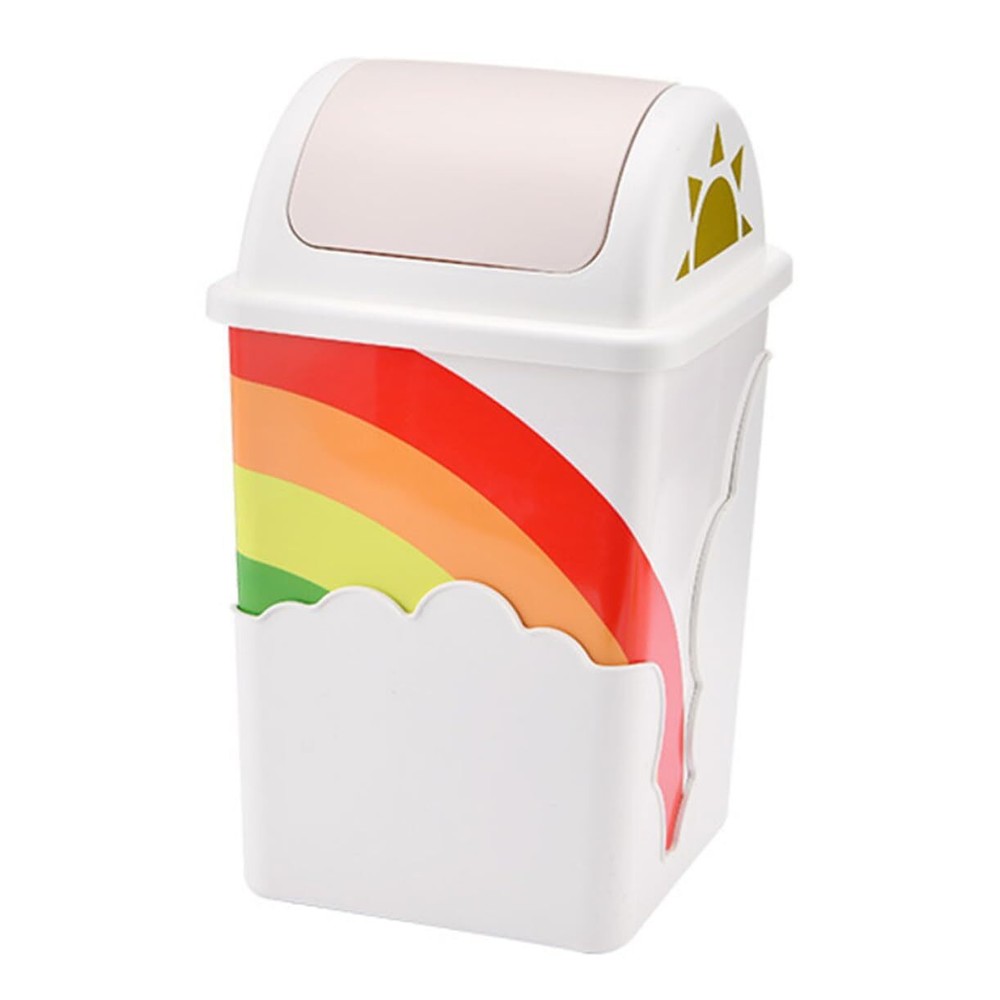 1Pc Rainbow Trash Can Cute Cloud Design Waste Bin for Home Office Bathroom Cr...