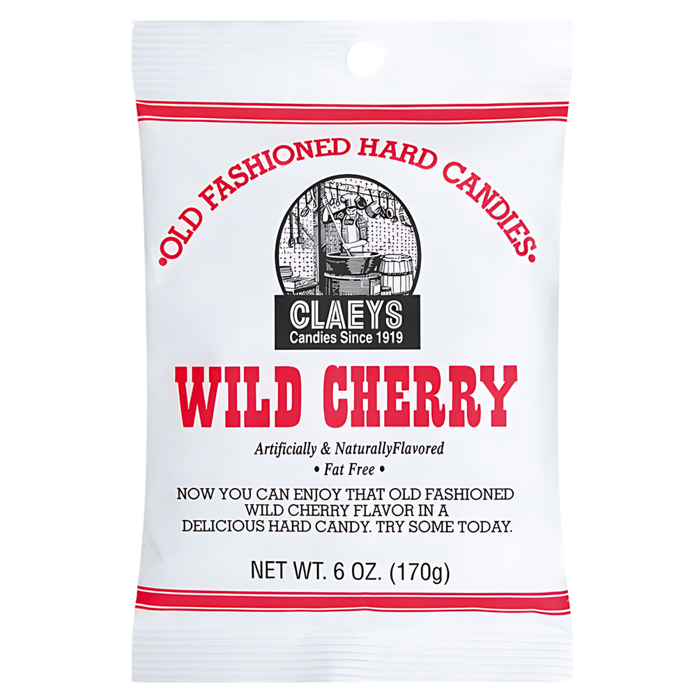 Claeys Old Fashioned Wild Cherry Hard Candy 6oz Bag Retro Candy Christmas Sale-image