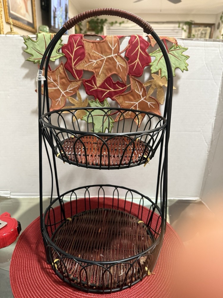 Wrought Iron 2 Tier Fruit Basket. 20”